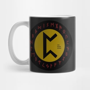 Yellow Perdhro Elder Futhark Rune Symbol Mug